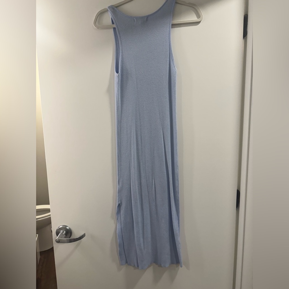 Blue Ribbed Knit Dress